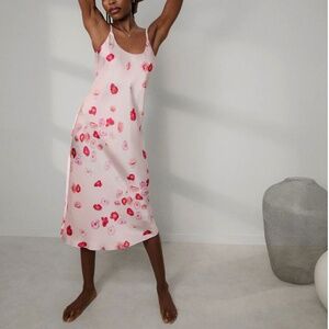 LUNYA NWOT Washable Silk Bias Slip Dress in California Poppy Size S